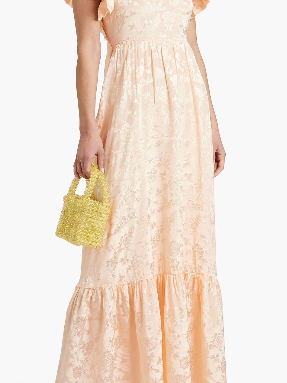 cutout ruffled satin-jacquard maxi dress