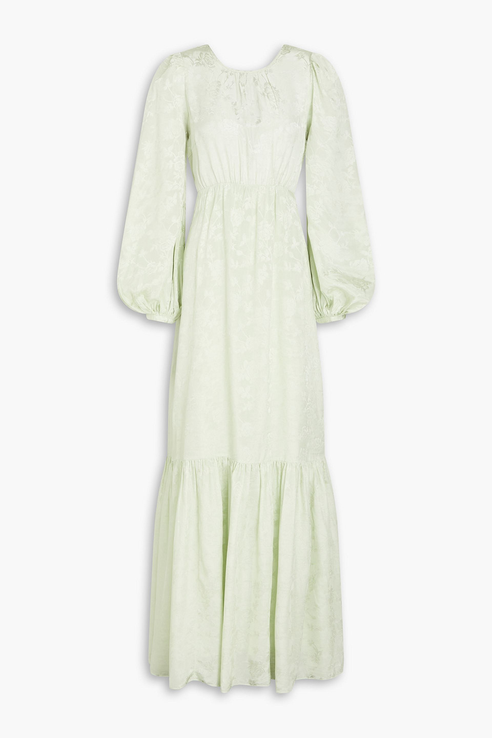 Bytimo Tie-back Jacquard Maxi Dress In Light Green