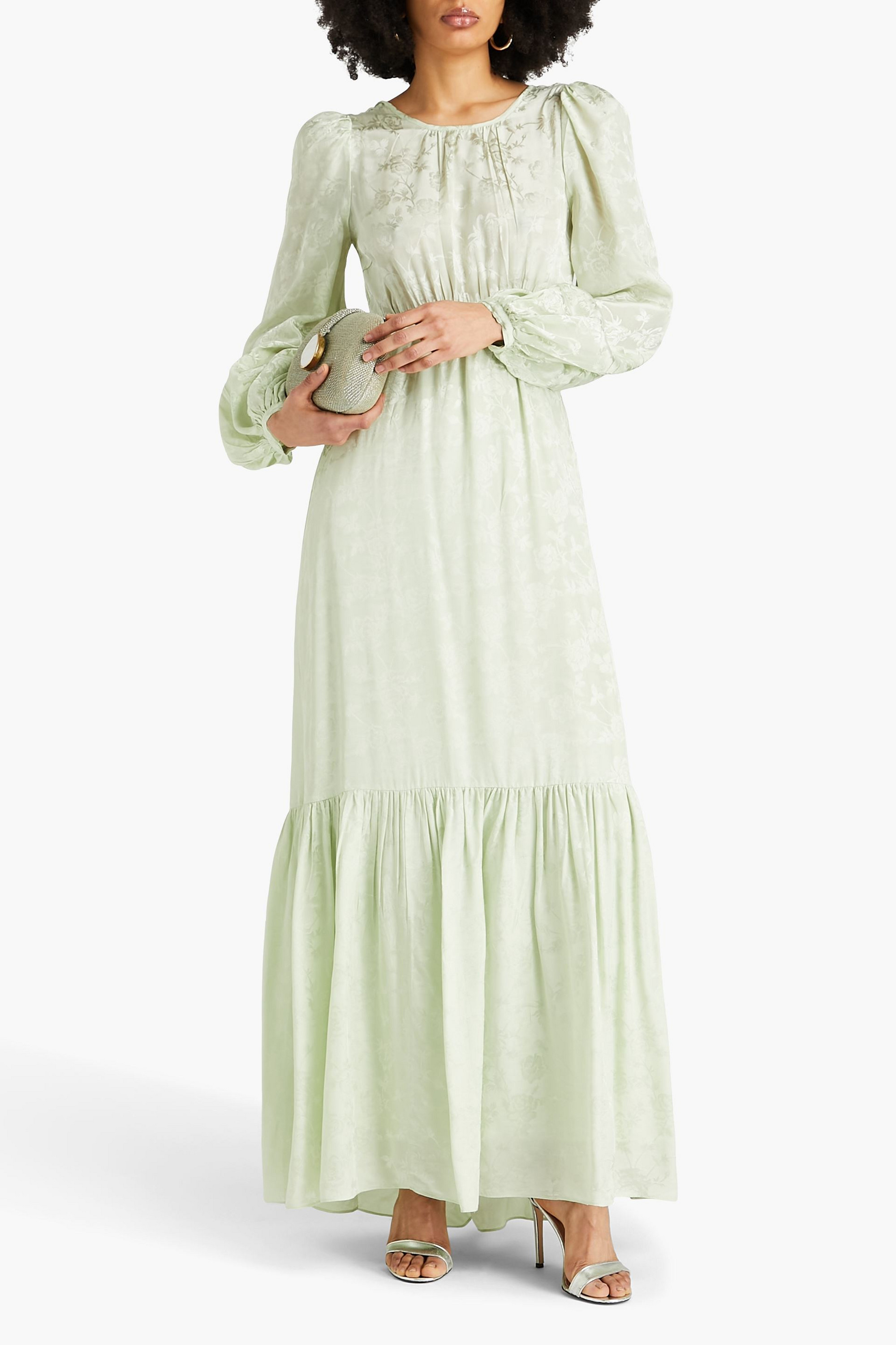 byTiMo Cutout satin-jacquard maxi dress