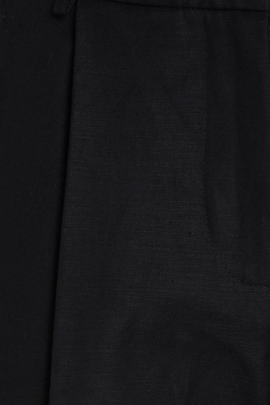 EMPORIO ARMANI Pleated cotton and linen-blend twill wide-leg pants
