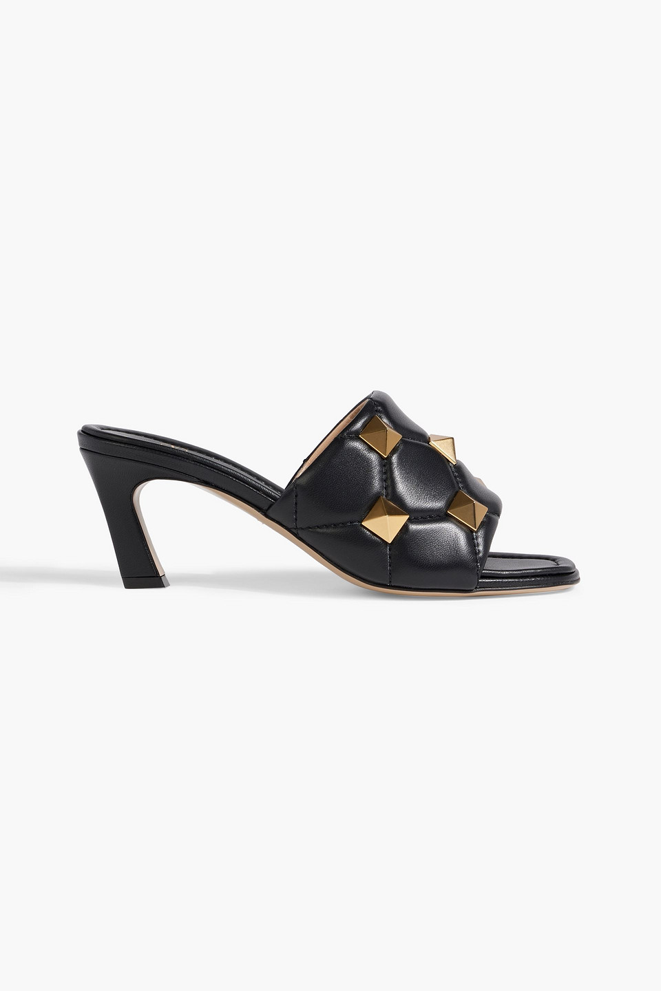 Valentino Garavani Roman Stud Quilted Slide Sandals In Black