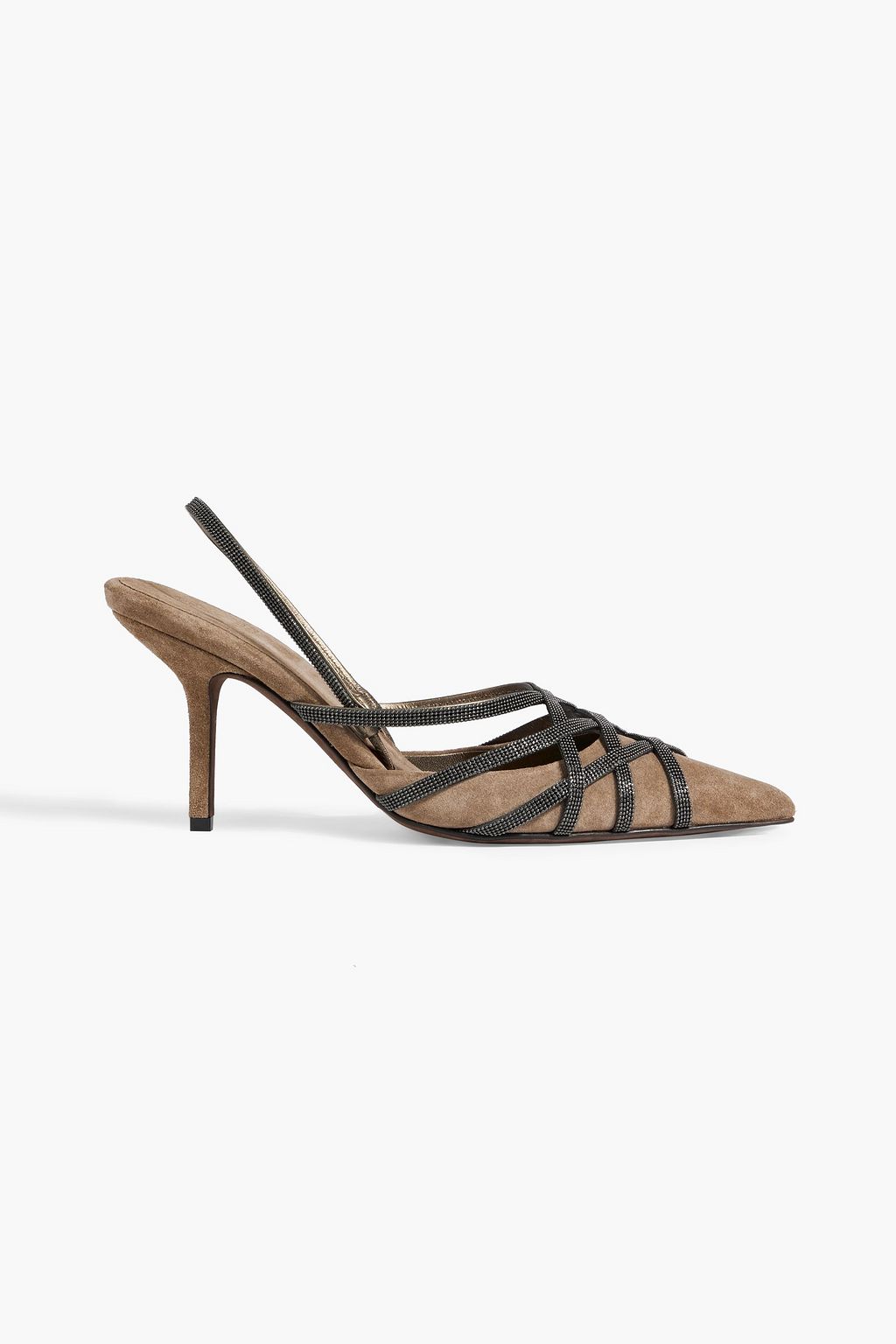 BRUNELLO CUCINELLI Bead-embellished suede slingback pumps | THE OUTNET