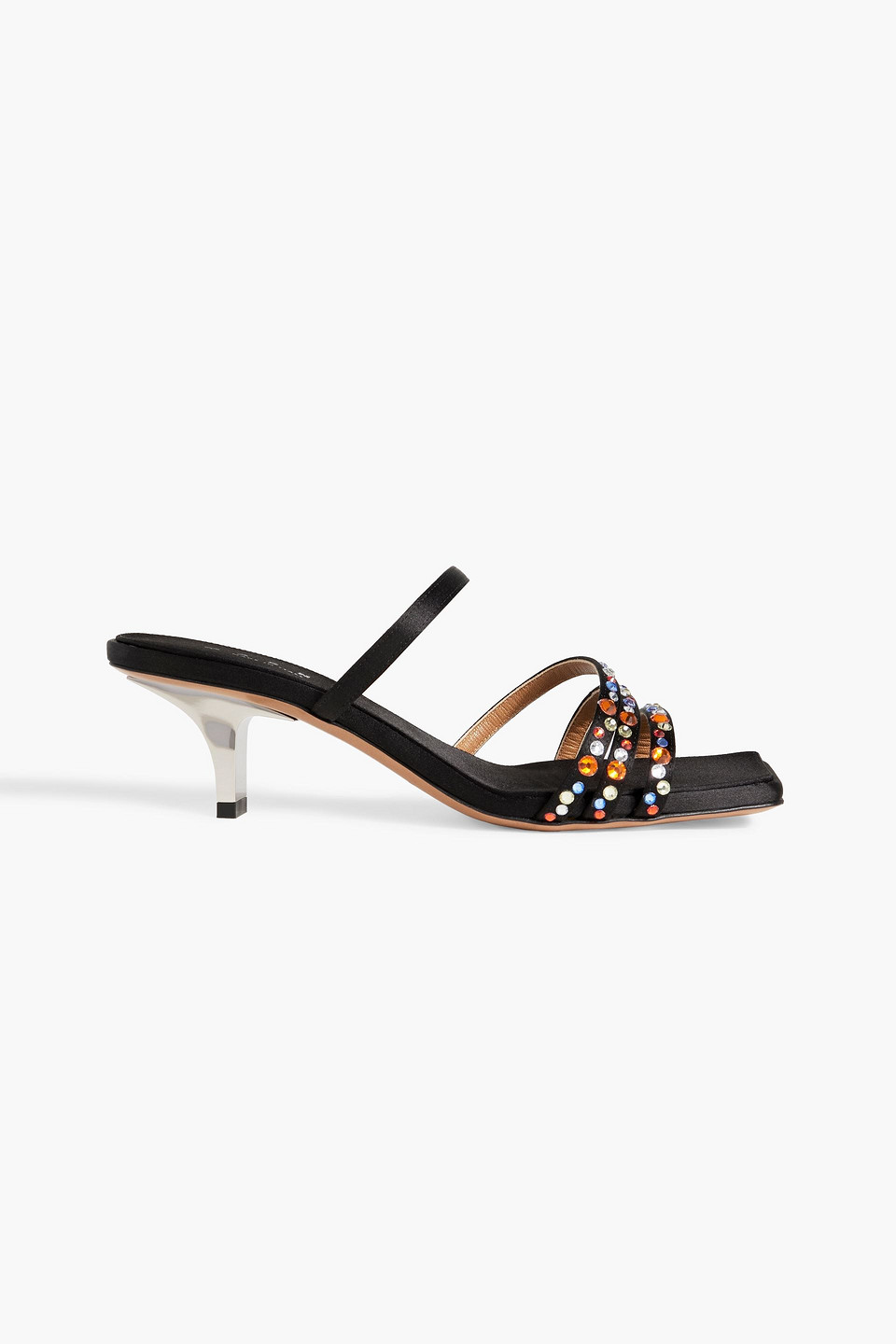 Marni Melrose Crystal-embellished Satin Mules In Black