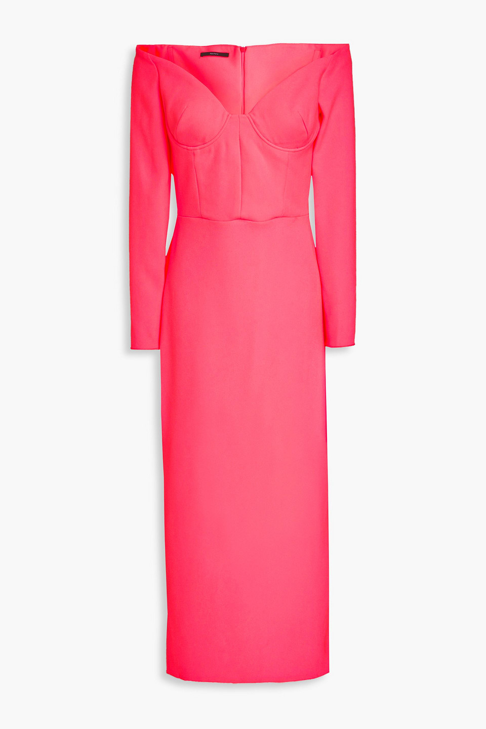 Alex Perry Off-the-shoulder Neon Crepe Midi Dress In Bubblegum