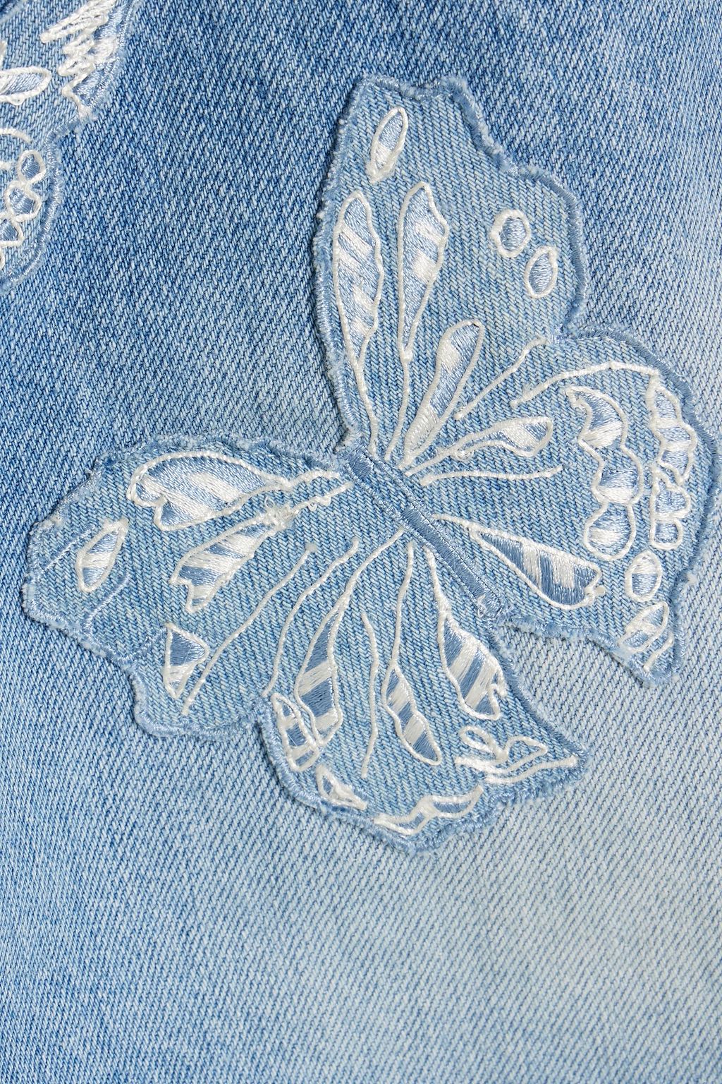 VALENTINO GARAVANI Appliquéd denim playsuit