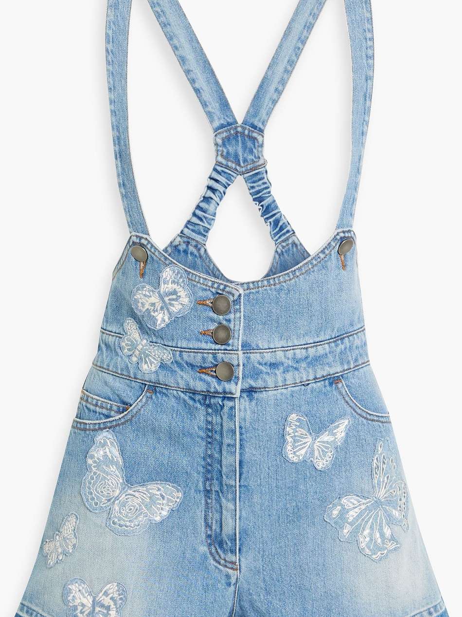 appliquéd denim playsuit