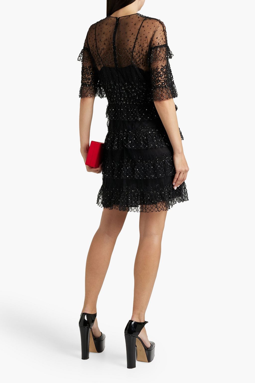VALENTINO GARAVANI Embellished tulle mini dress