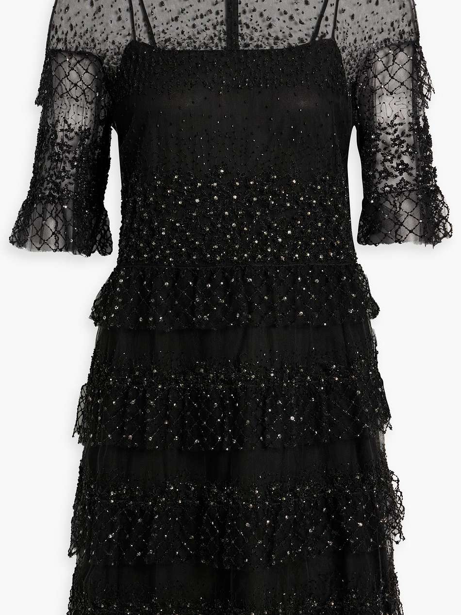 embellished tulle mini dress