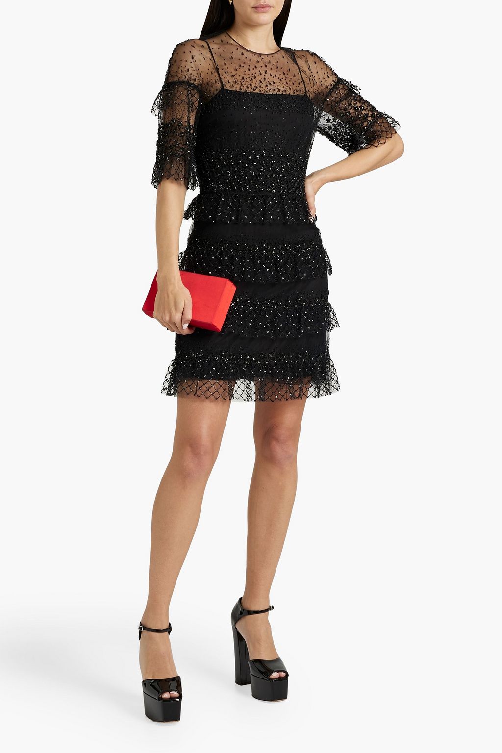 VALENTINO GARAVANI Embellished tulle mini dress