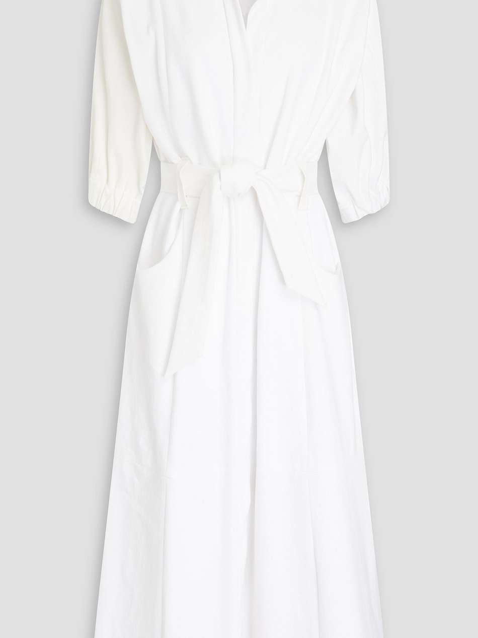 the belted denim midi shirt dress