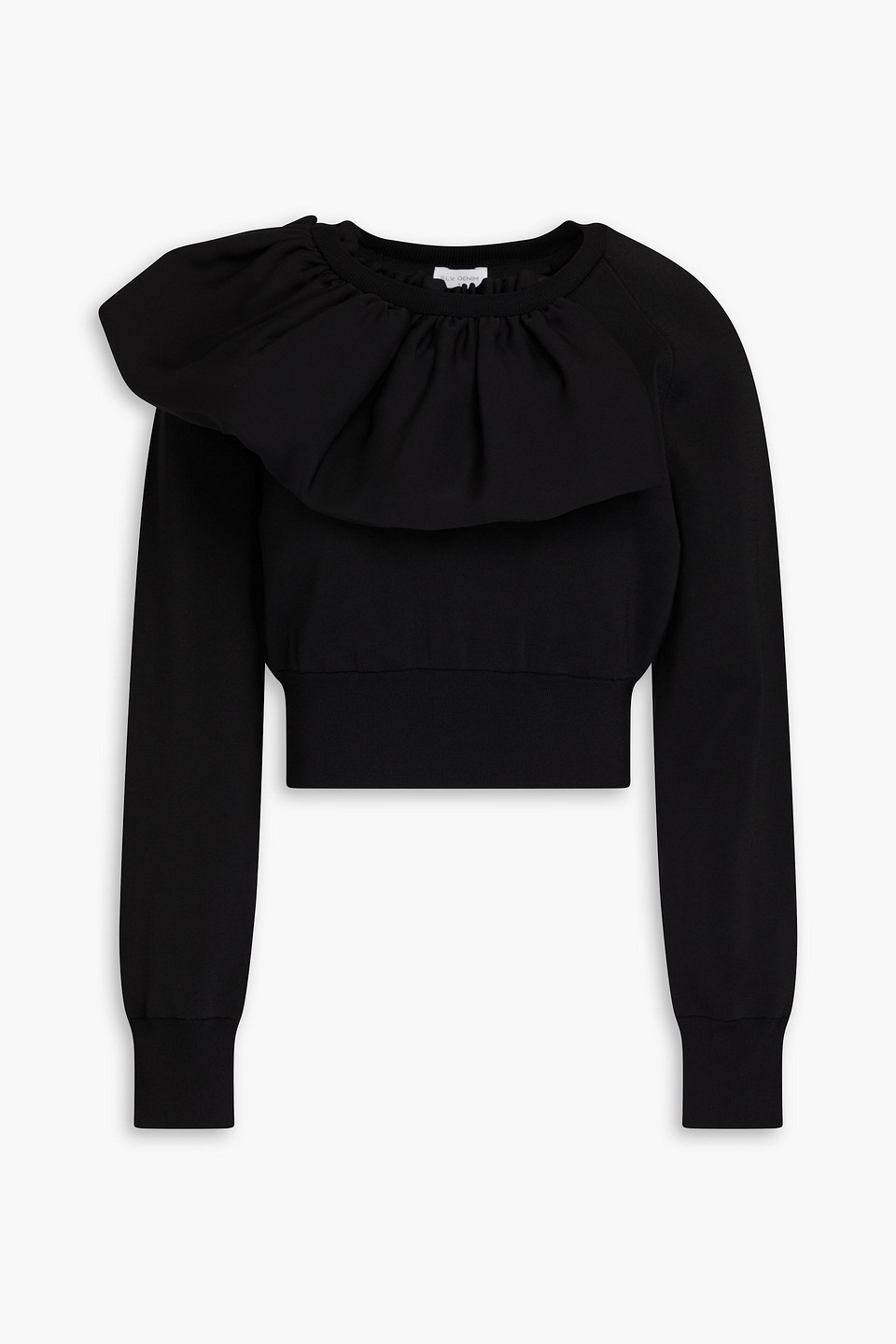 E.l.v. Denim X The Outnet The Ruffle Jersey Sweatshirt In Black