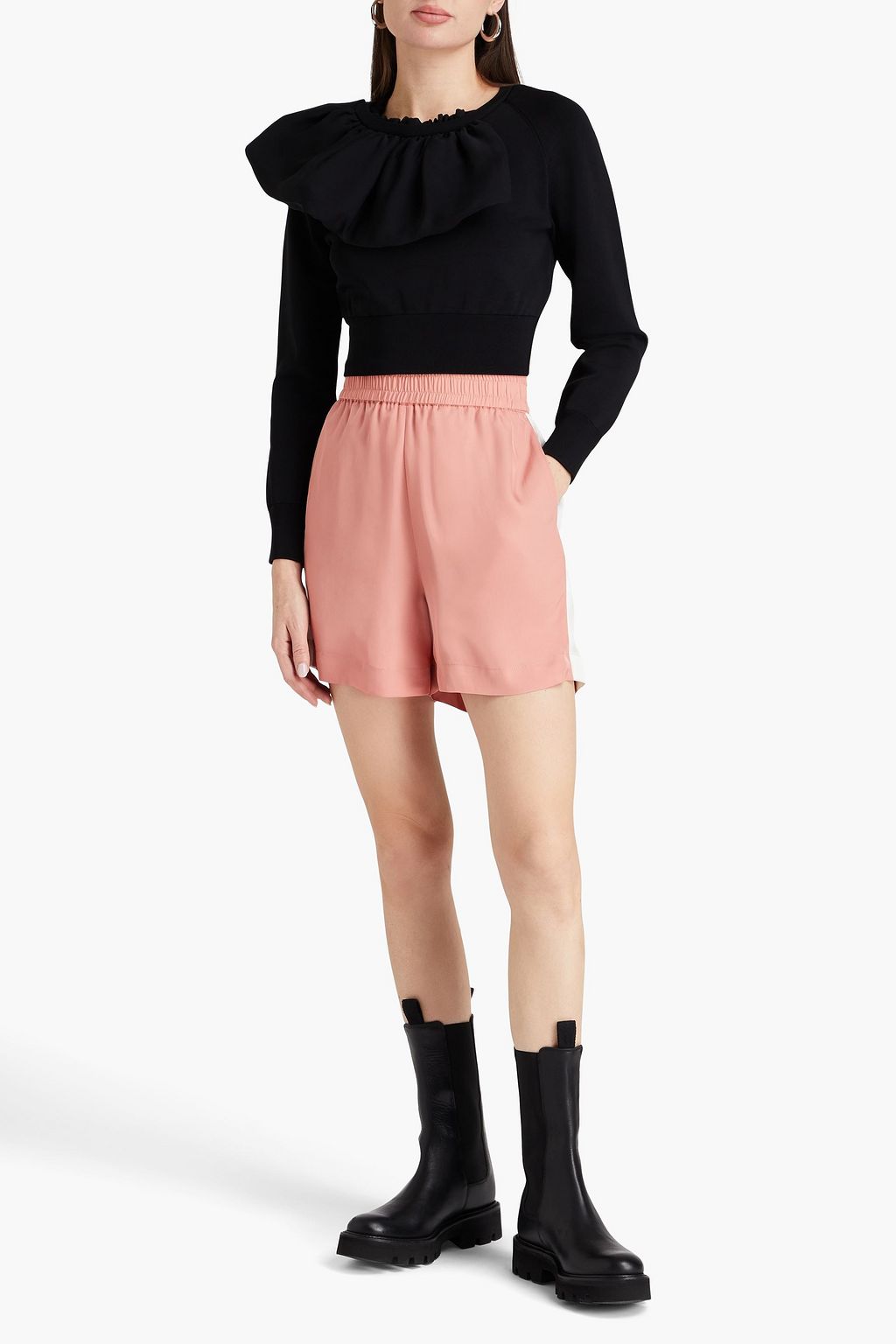 E.L.V. DENIM X THE OUTNET سويت شيرت “ذي” مصنوع من الجيرسي مزين بكشاكش