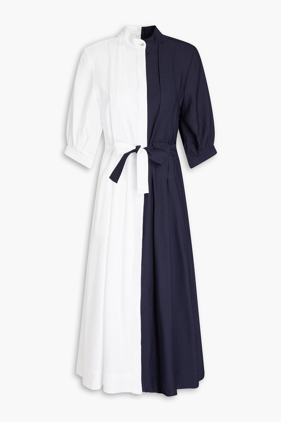 E.l.v. Denim X The Outnet The Double Two-tone Twill Midi Dress In White