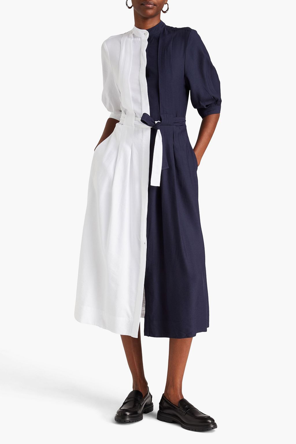 E.L.V. DENIM X THE OUTNET The Double two-tone twill midi dress