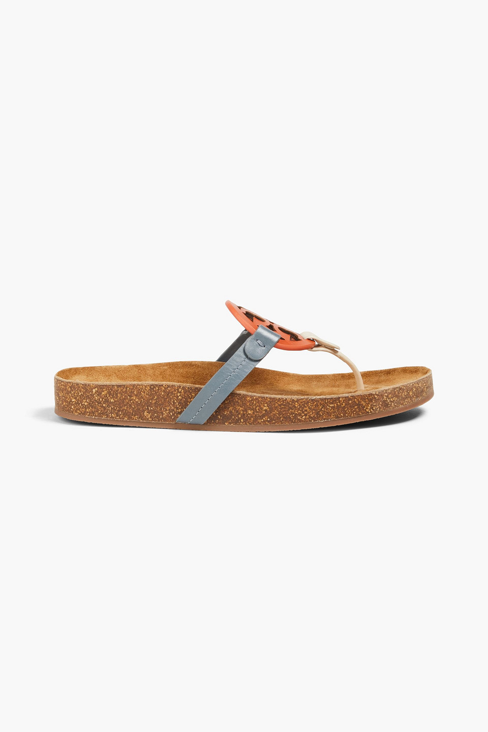 Tory Burch Miller Cloud Colour-block Leather Sandals In Orange