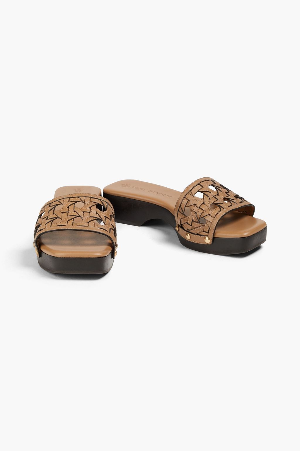 TORY BURCH 우븐 가죽 뮬