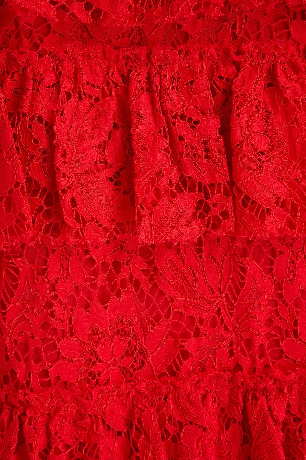 VALENTINO GARAVANI Tiered cotton-blend corded lace midi dress