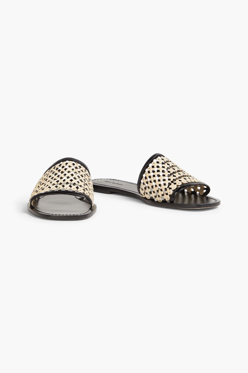 TORY BURCH Leather and raffia sandals