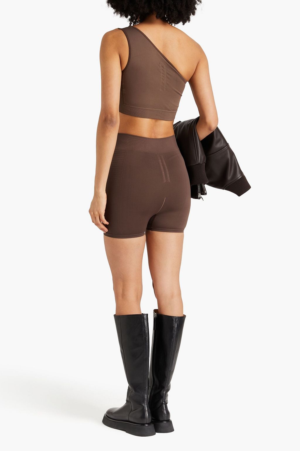 RICK OWENS شورت من نسيج بحبكة مطاطية