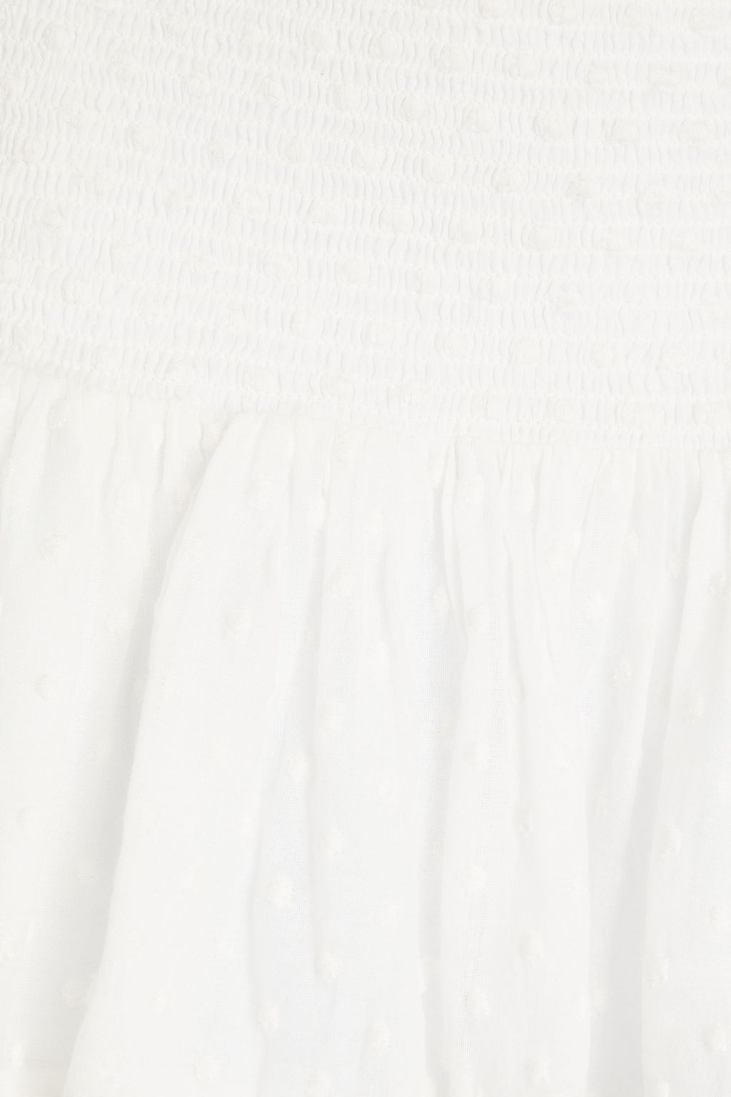 LOVESHACKFANCY تنورة قصيرة ’’ميلر’’ مصنوعة من القطن بتصميم منقط بنمط سويسري ومزينة بكشاكش
