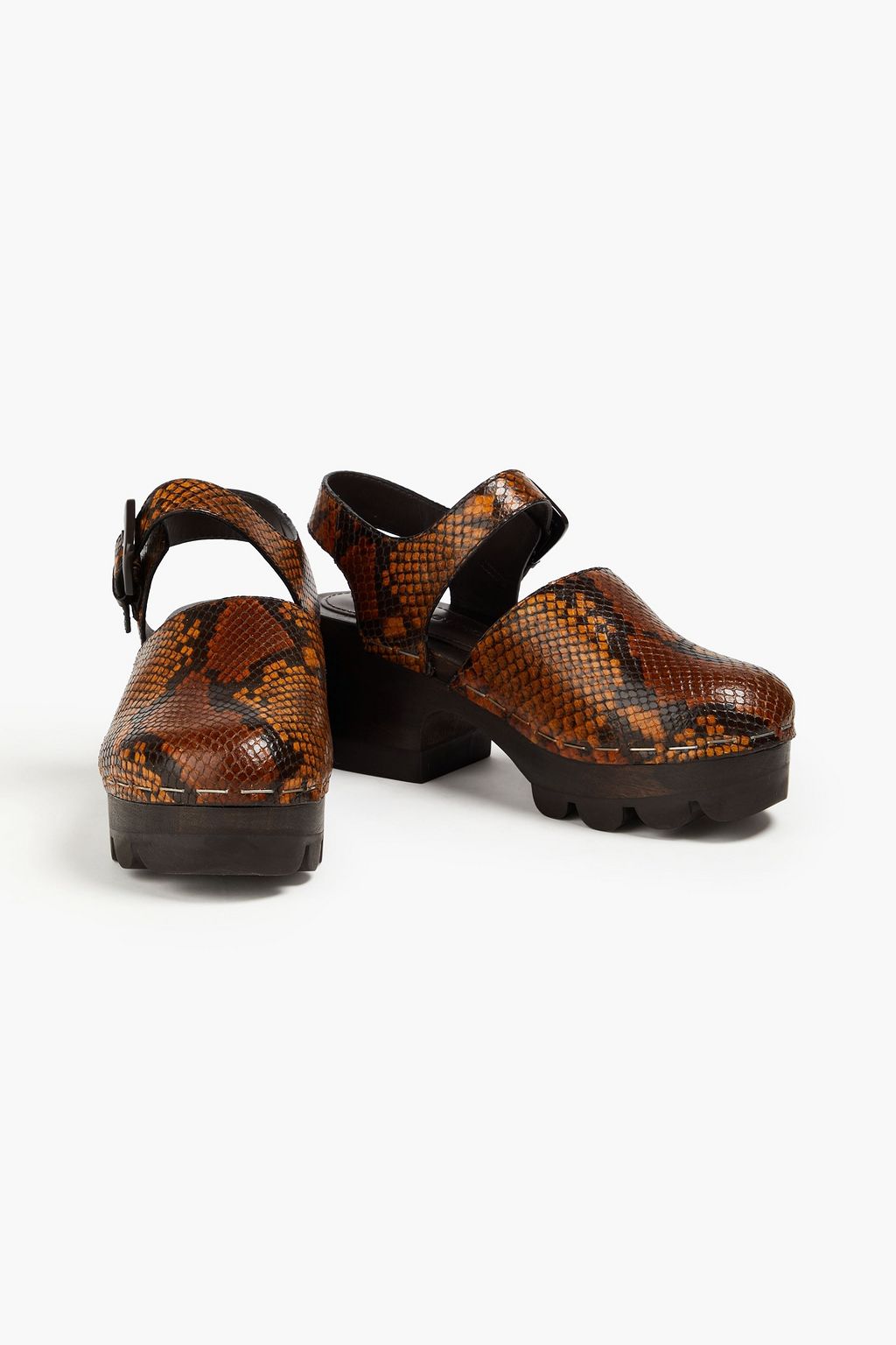TORY BURCH 스네이크 이펙트 가죽 클로그