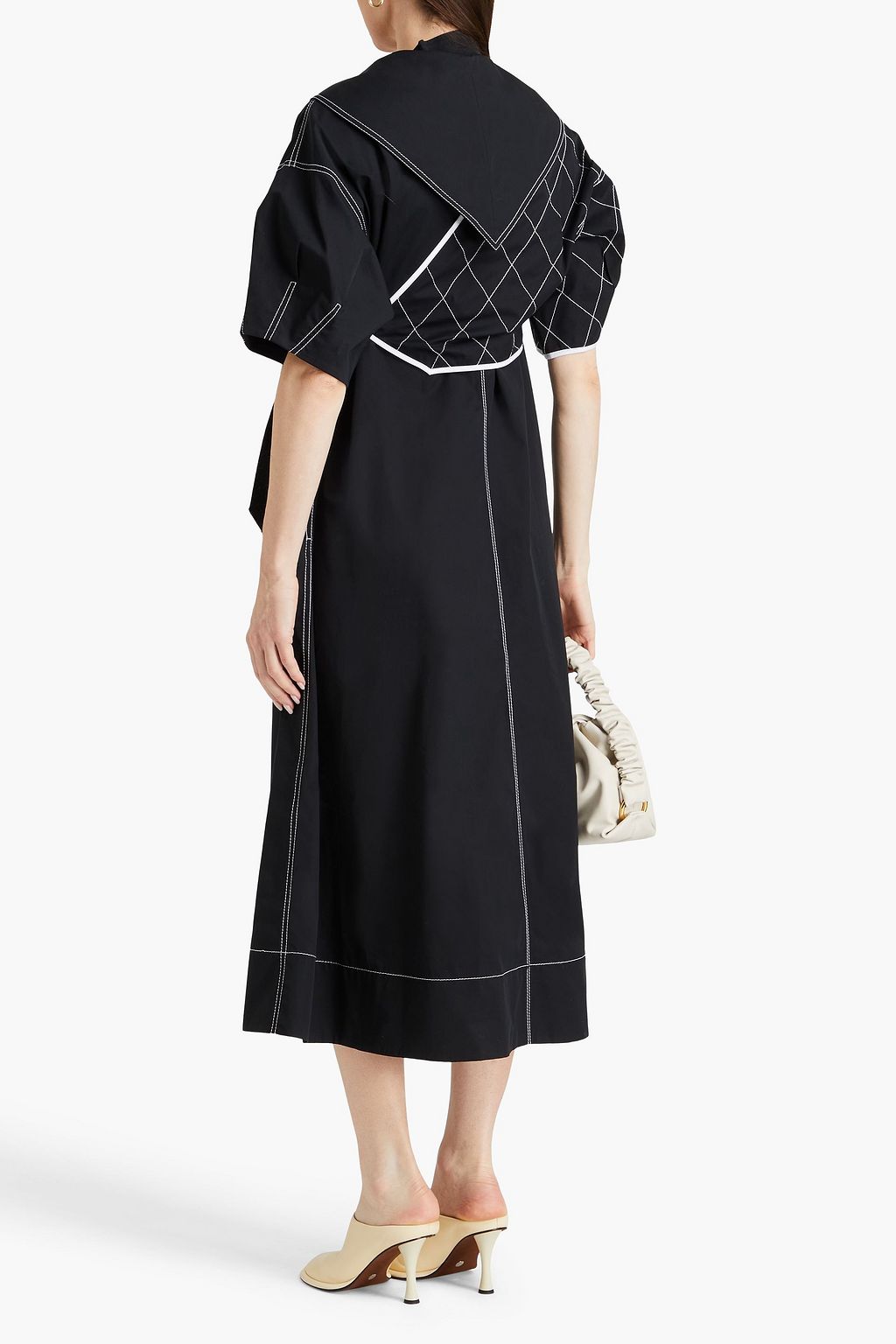 TORY BURCH Midikleid aus Baumwollpopeline mit Einsätzen