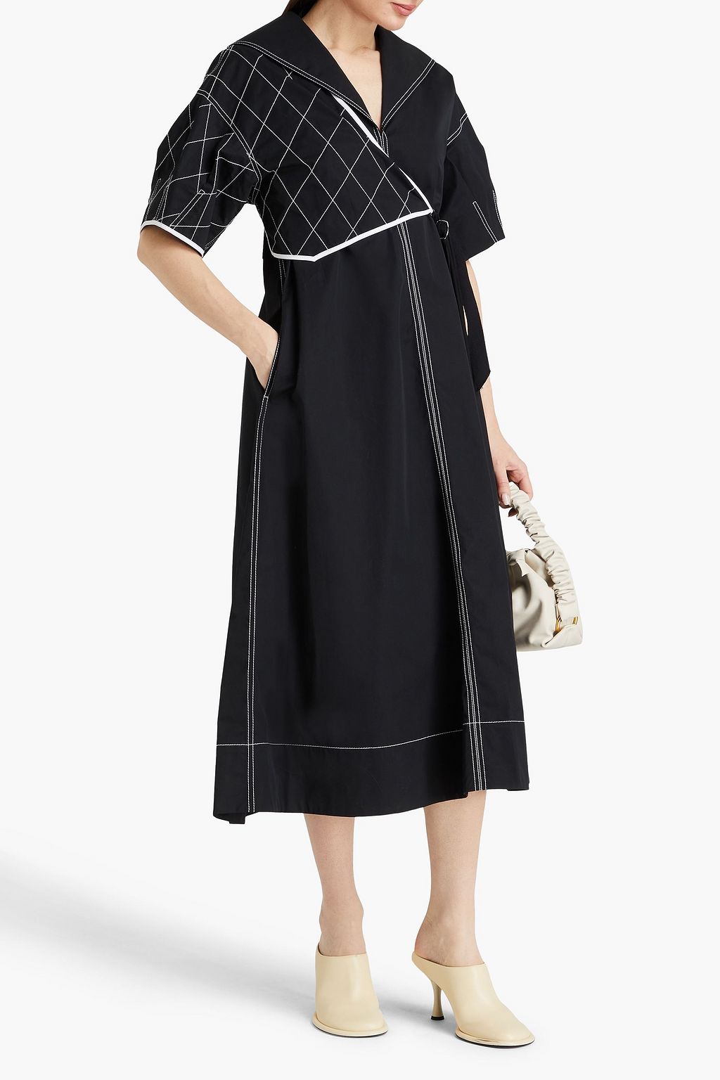 TORY BURCH Midikleid aus Baumwollpopeline mit Einsätzen
