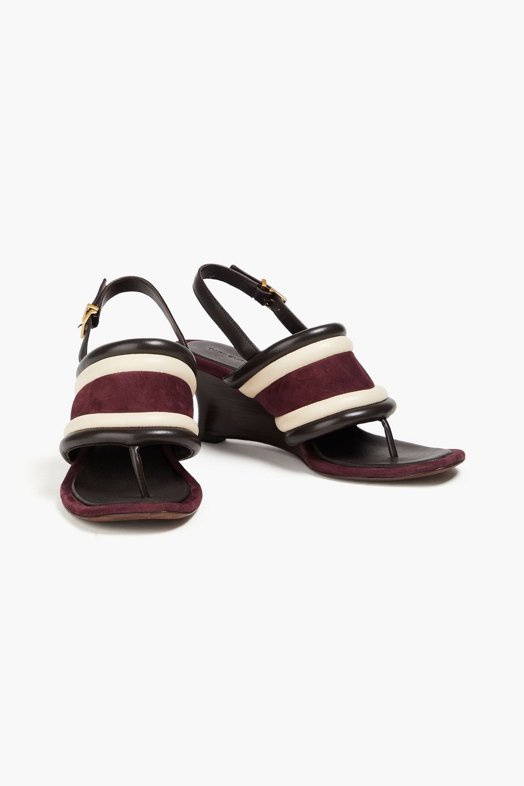 TORY BURCH レザー&スエード ウェッジサンダル カラーブロック