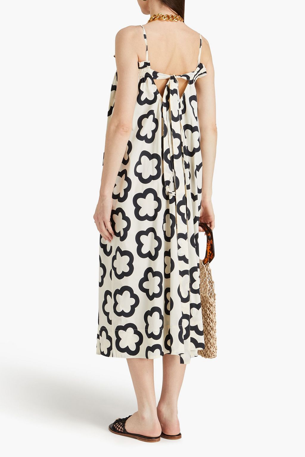 TORY BURCH Midikleid aus Popeline aus einer Baumwollmischung mit floralem Print