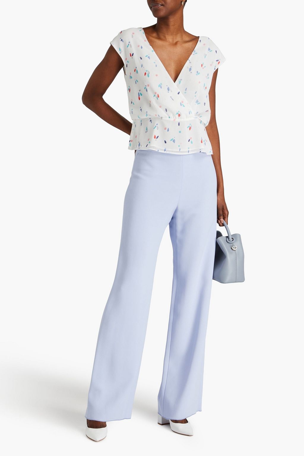 EMPORIO ARMANI Wrap-effect printed crepon top