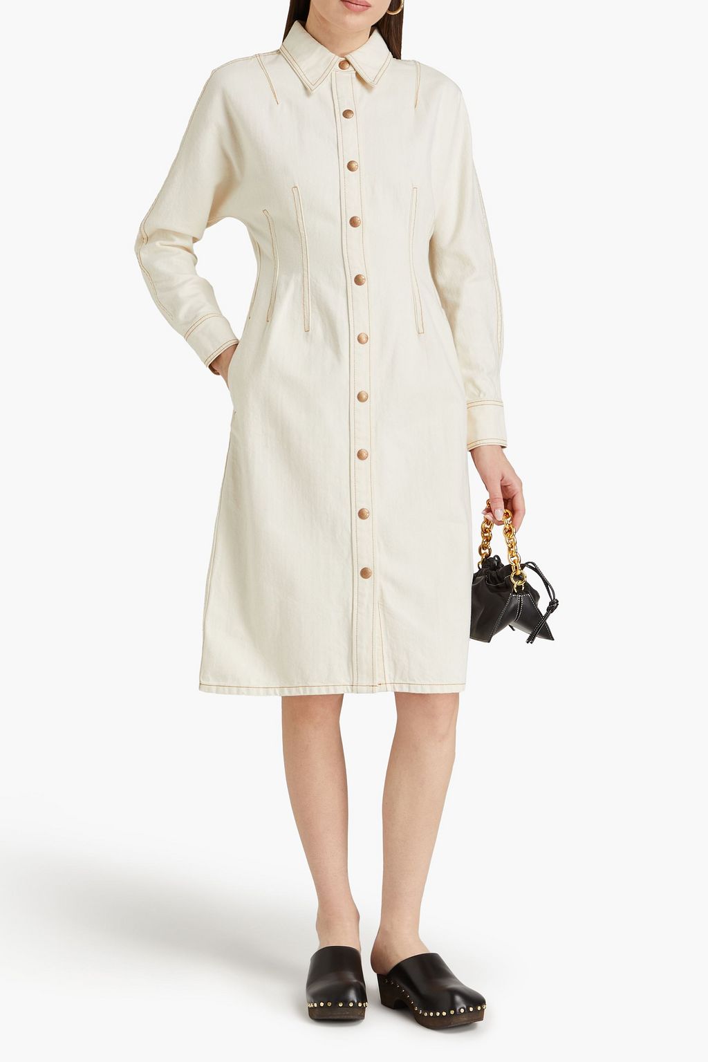 TORY BURCH 데님 셔츠 드레스