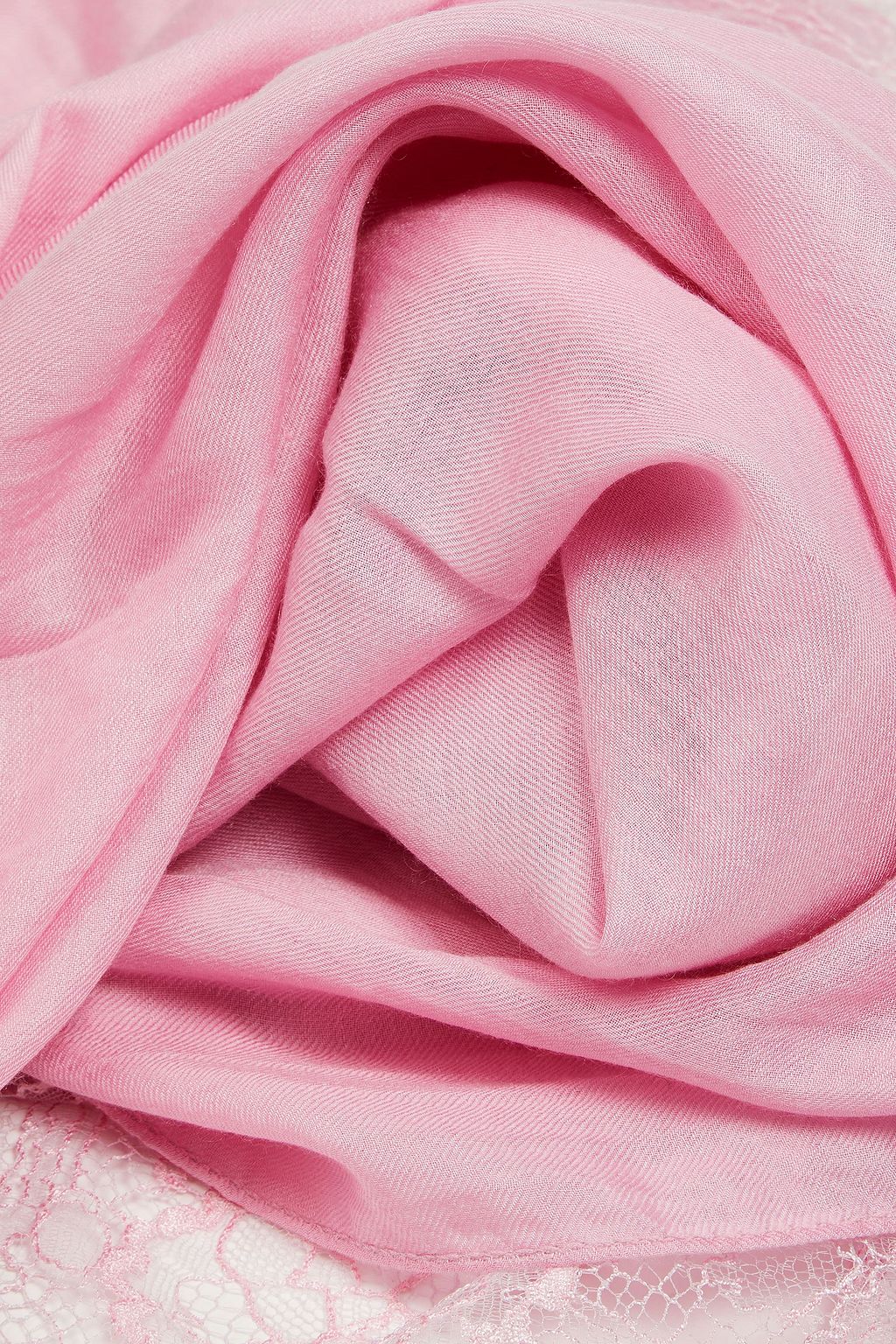 VALENTINO GARAVANI Lace-trimmed modal and cashmere-blend scarf