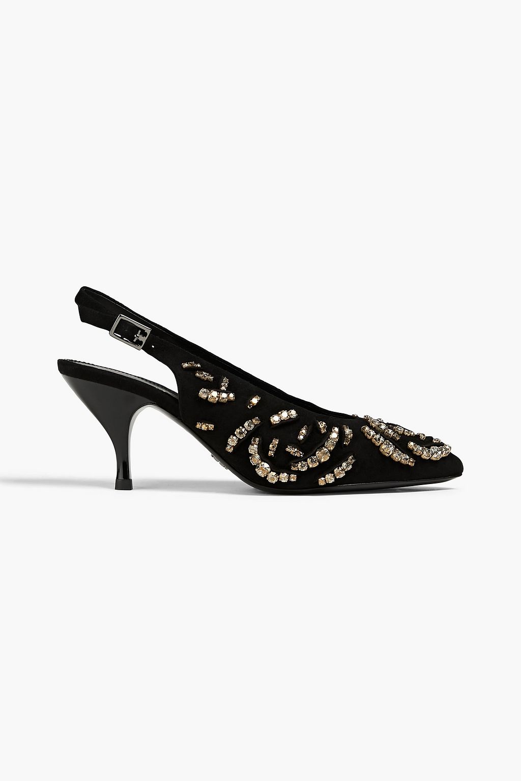 TORY BURCH Crystal-embellished suede slingback pumps | THE OUTNET