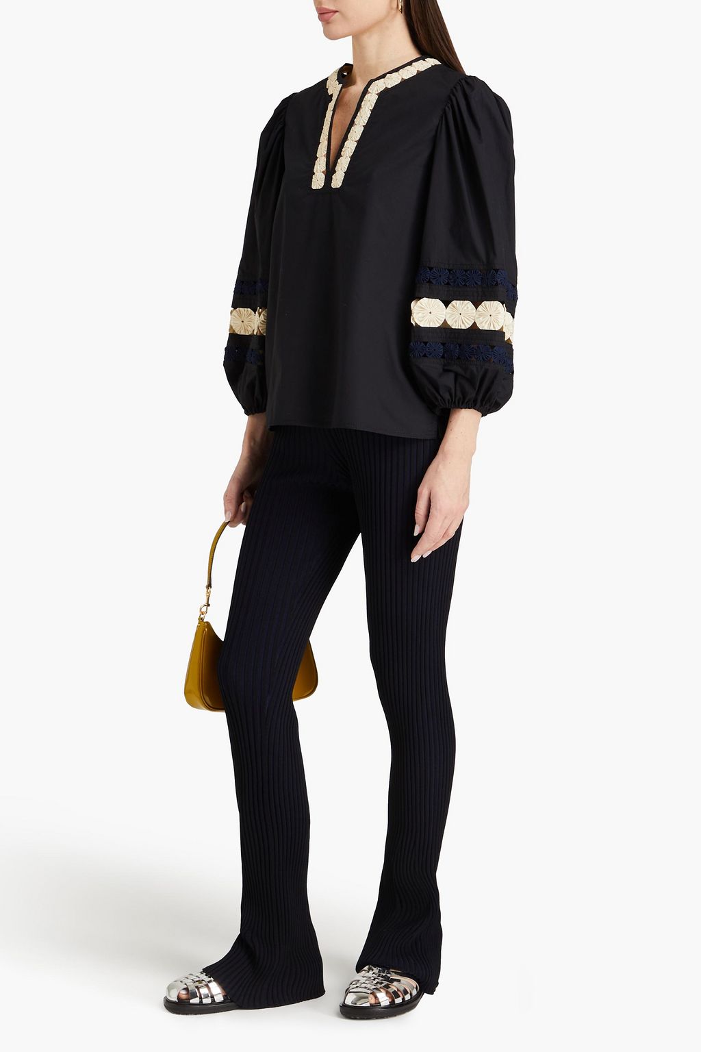 TORY BURCH 장식 디테일 코튼 블라우스