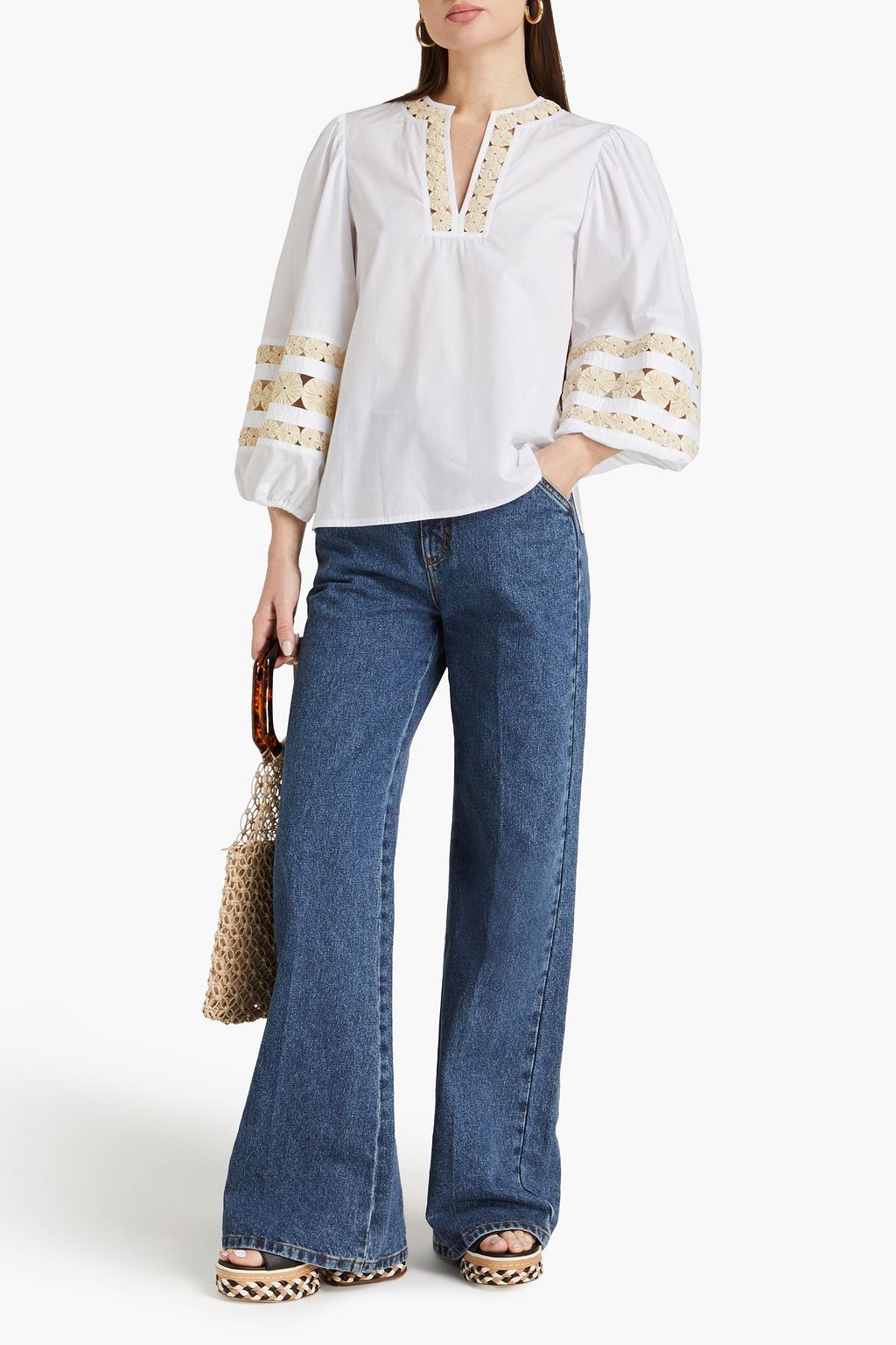 TORY BURCH Cutout cotton blouse