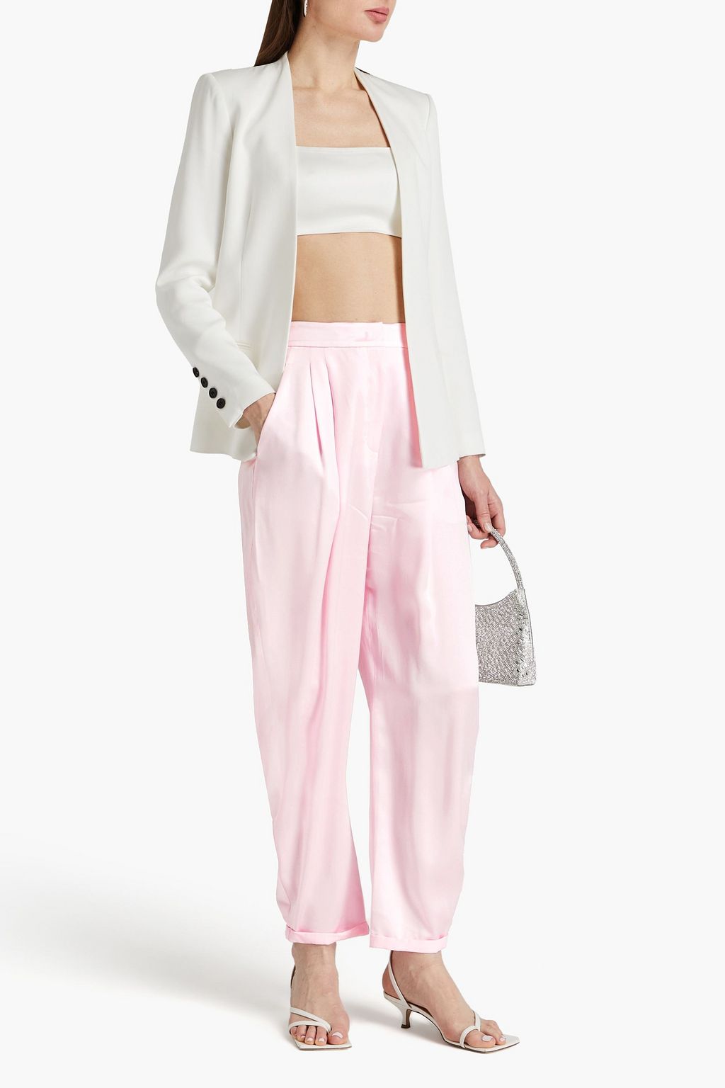 EMPORIO ARMANI Silk-satin tapered pants