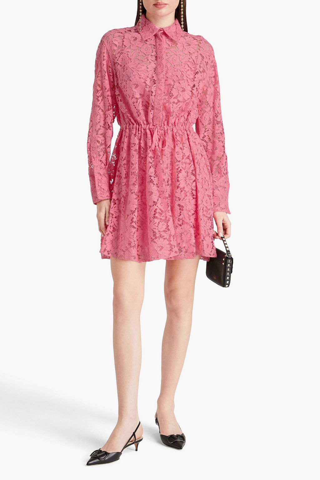 VALENTINO GARAVANI 코드 레이스 미니 셔츠 드레스