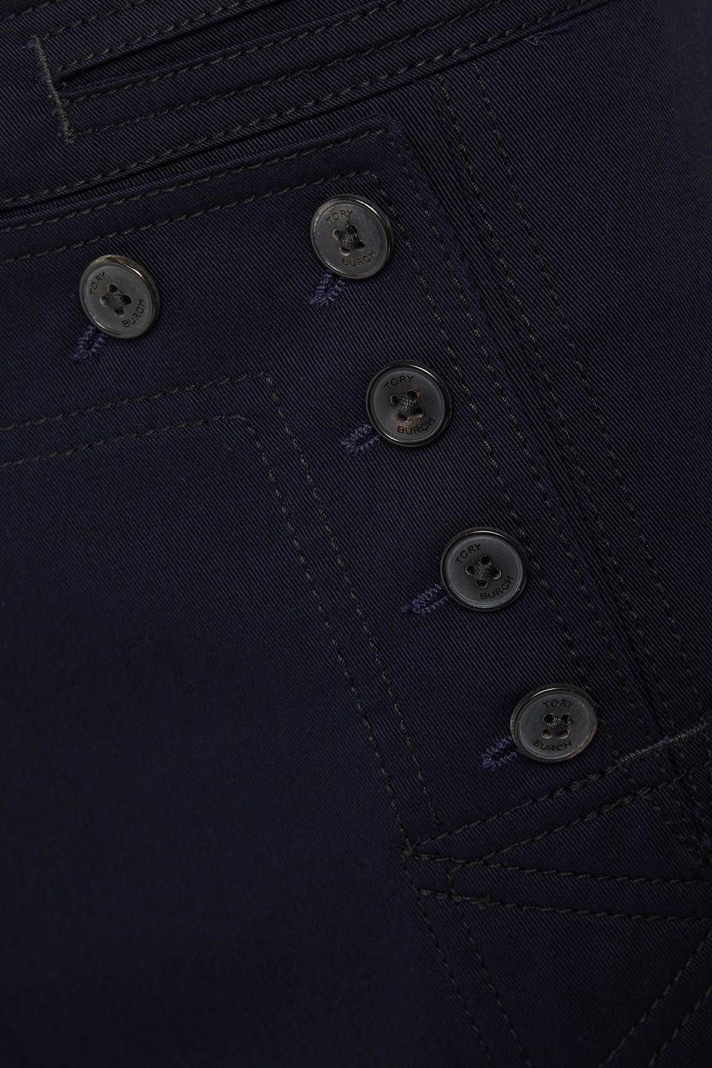 TORY BURCH Hose mit weitem Bein aus Baumwoll-Twill mit Zierknöpfen