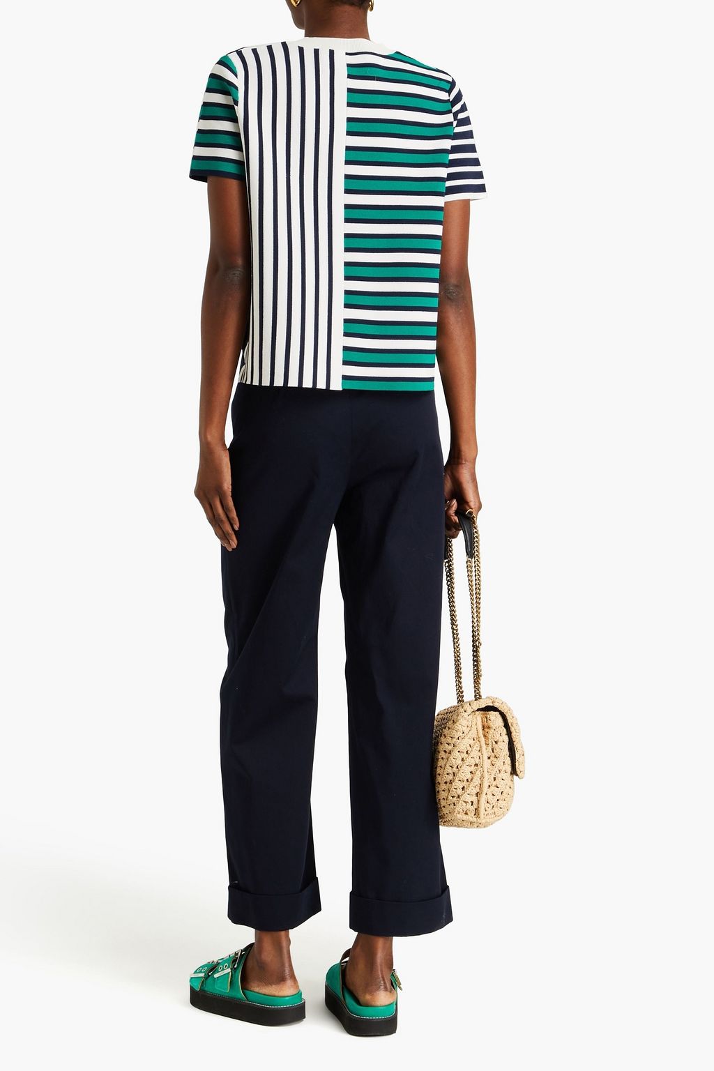 TORY BURCH Hose mit weitem Bein aus Baumwoll-Twill mit Zierknöpfen