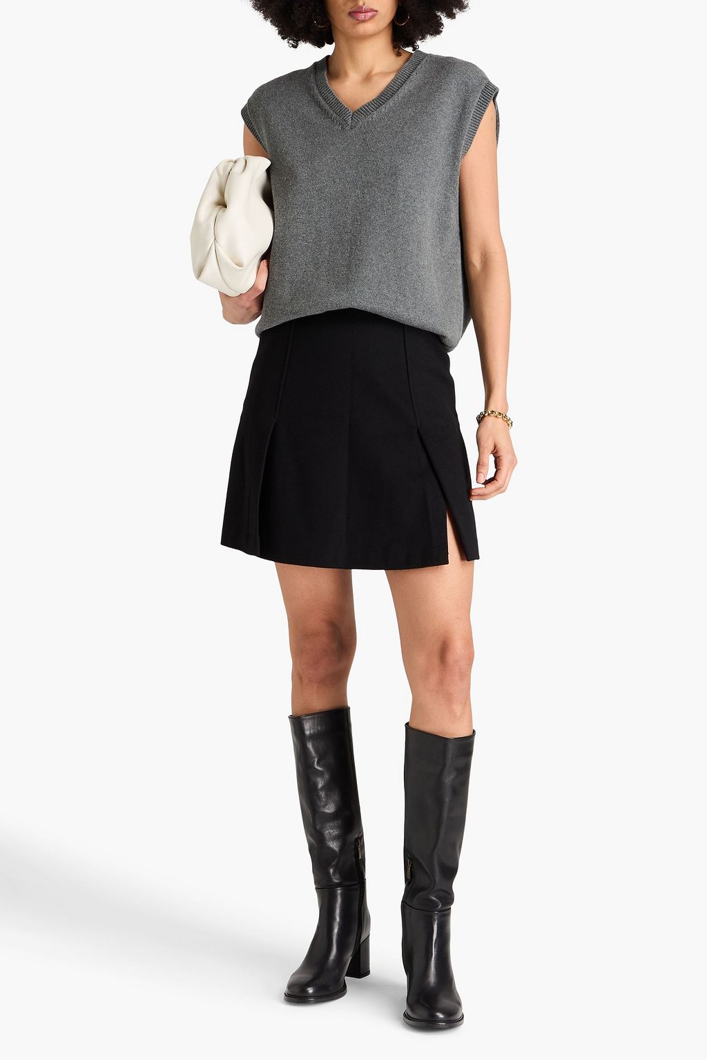 EMPORIO ARMANI Wool-felt mini skirt