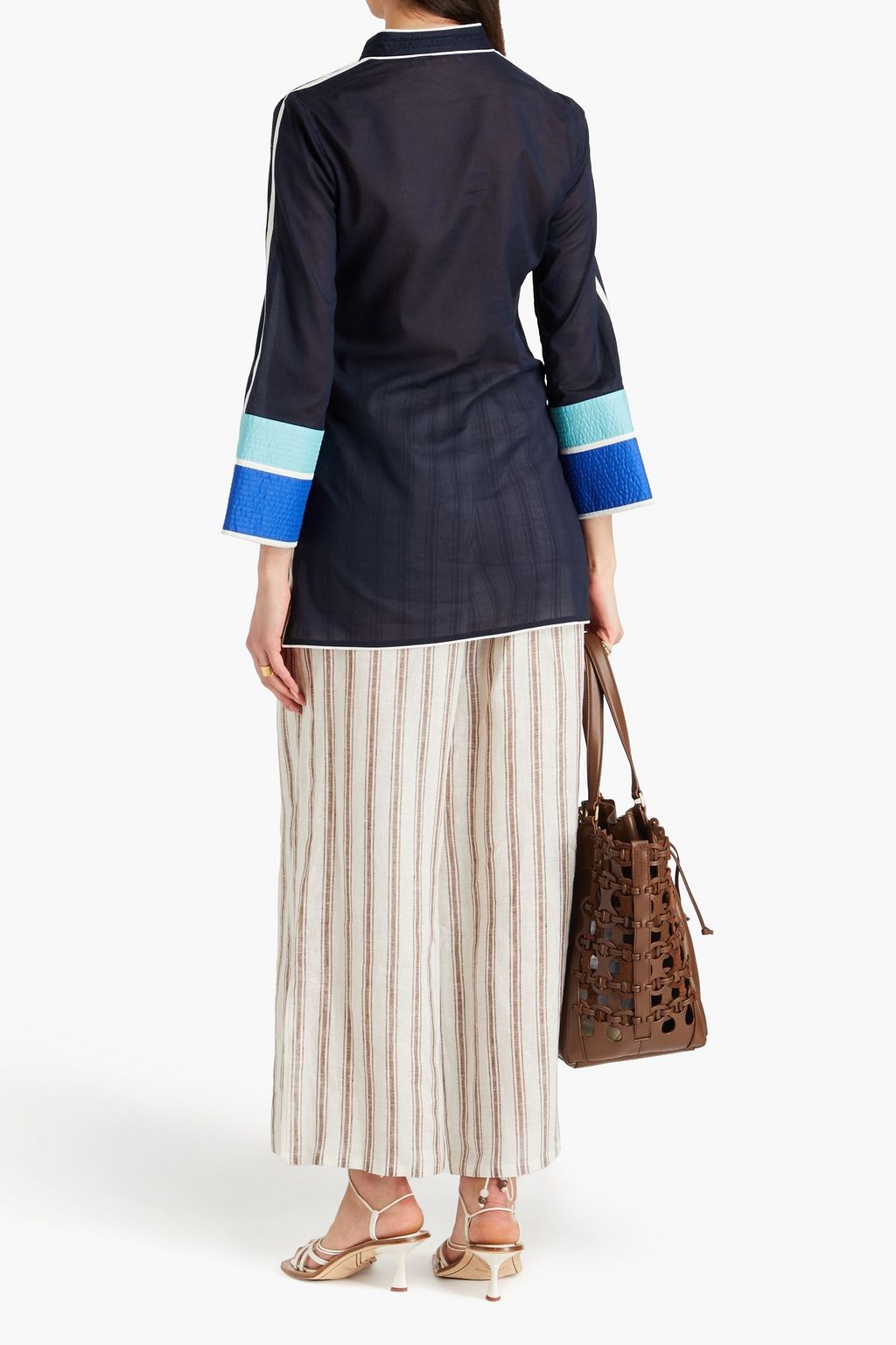 TORY BURCH Tunika aus Baumwoll-Voile in Colour-Block-Optik