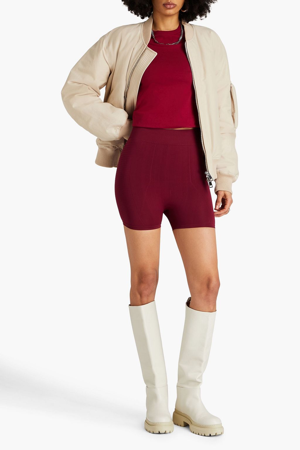 RICK OWENS شورت من نسيج بحبكة مطاطية