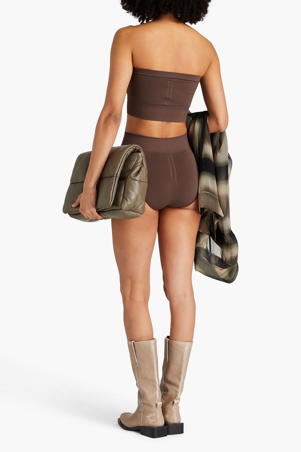 RICK OWENS شورت من نسيج بحبكة مطاطية