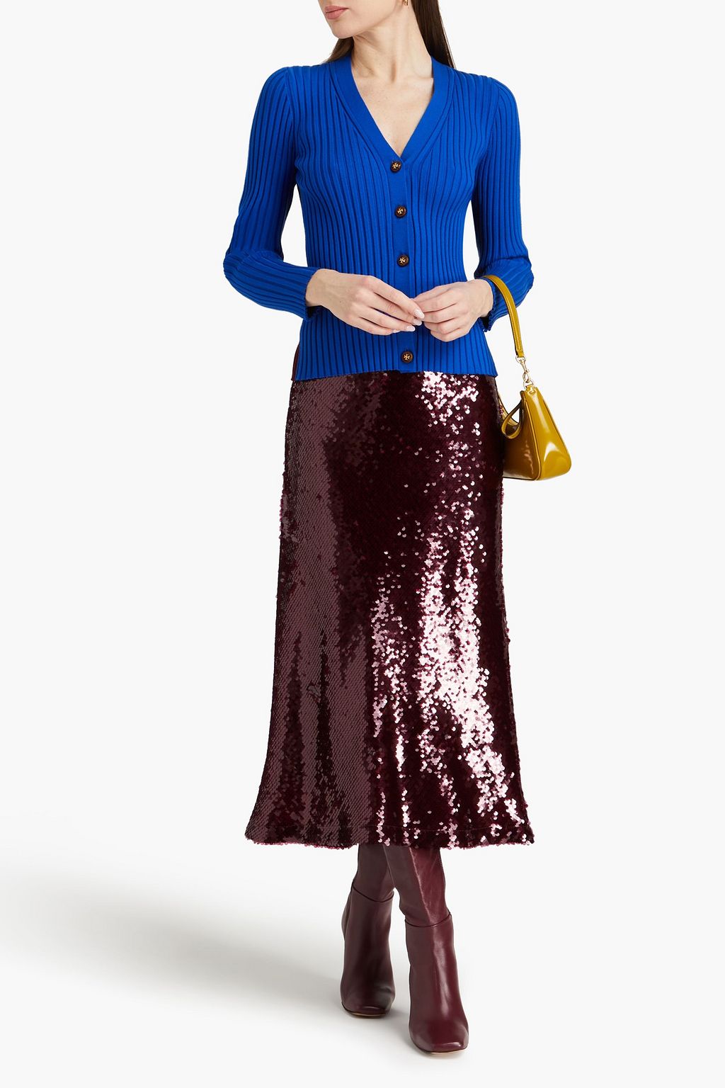 TORY BURCH 리브 메리노 울 혼방 카디건