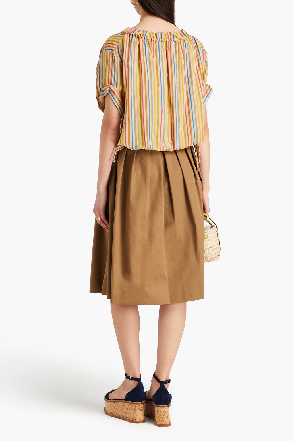 TORY BURCH Striped cotton and silk-blend blouse