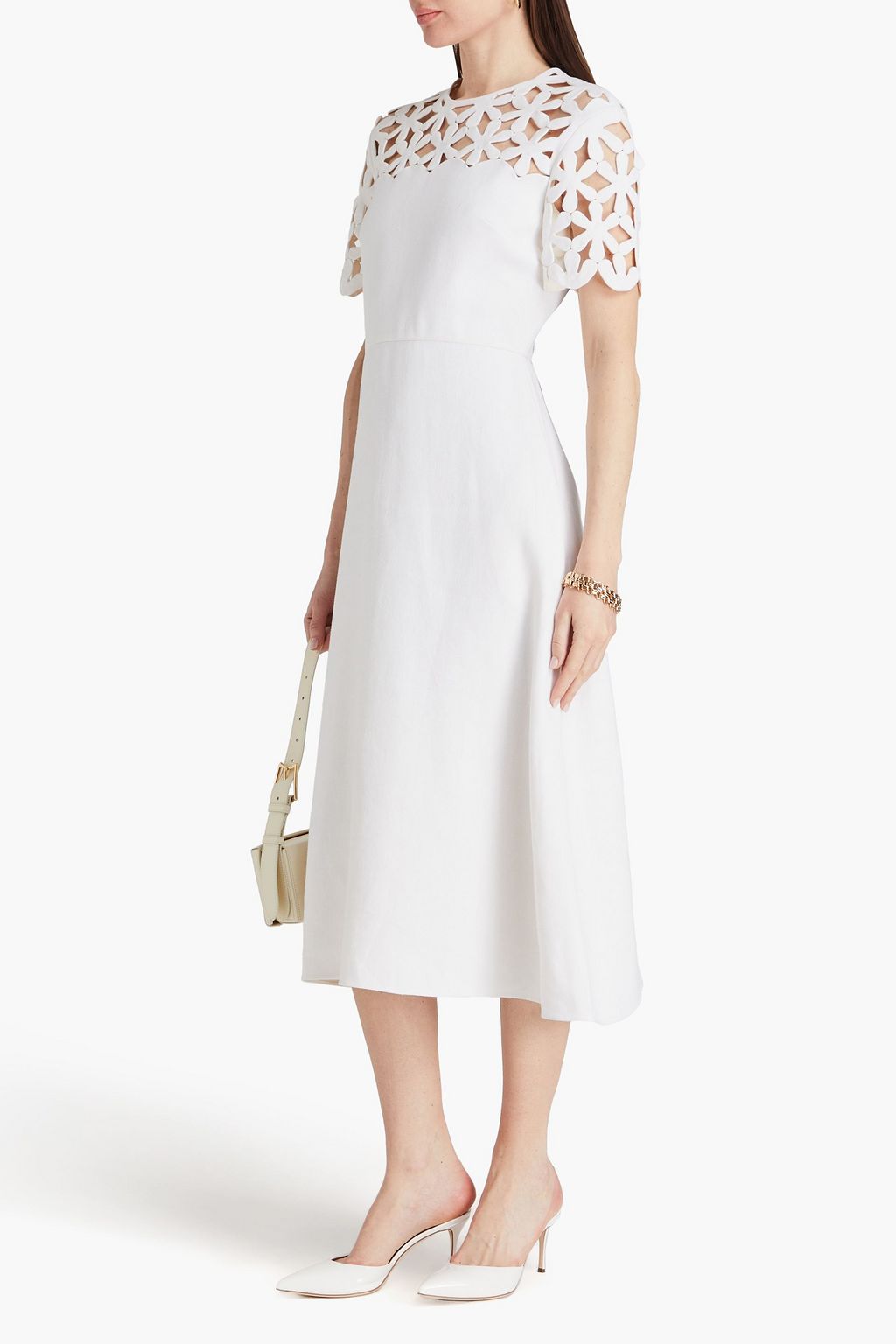 VALENTINO GARAVANI Laser-cut hemp midi dress