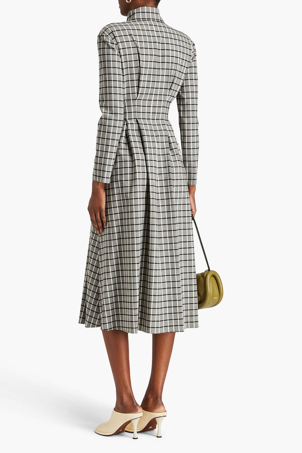 TORY BURCH 체크 울 혼방 미디 셔츠 드레스