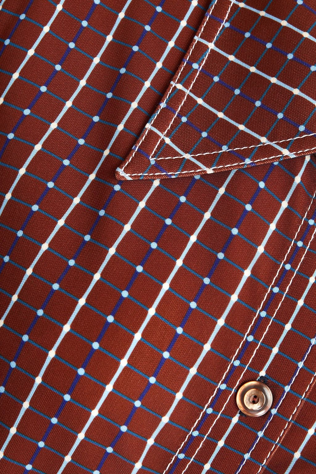 TORY BURCH 체크 저지 미디 셔츠 드레스