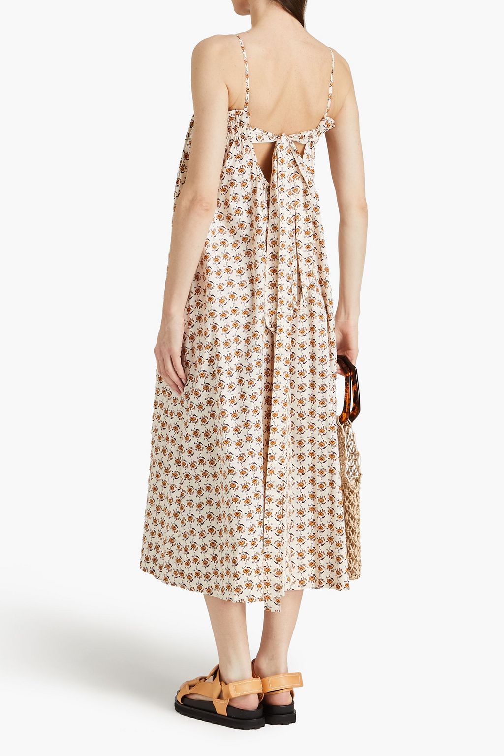 TORY BURCH コットン混ポプリン ミディワンピース フローラルプリント