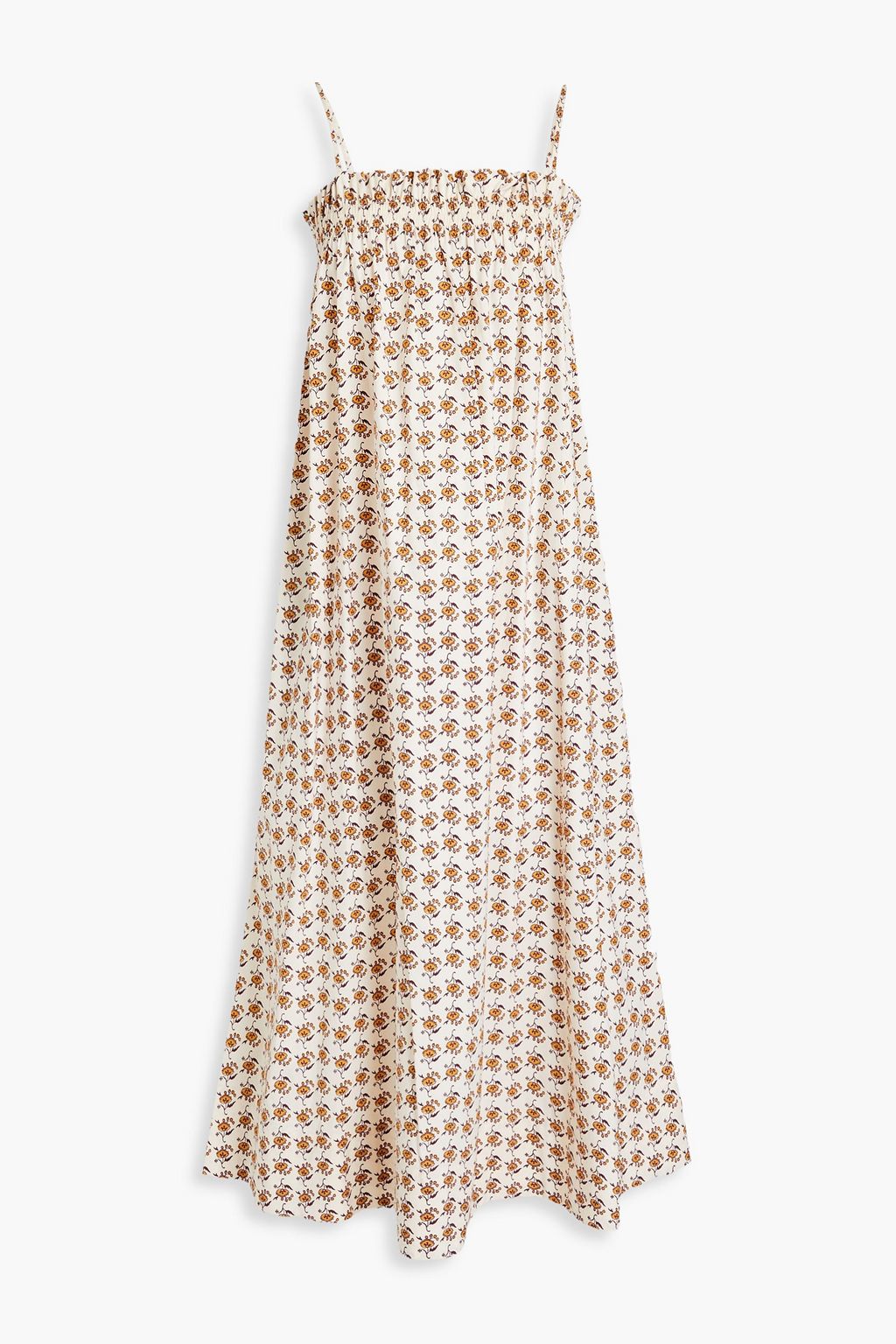 Floral print cotton blend poplin midi dress saffron US 00
